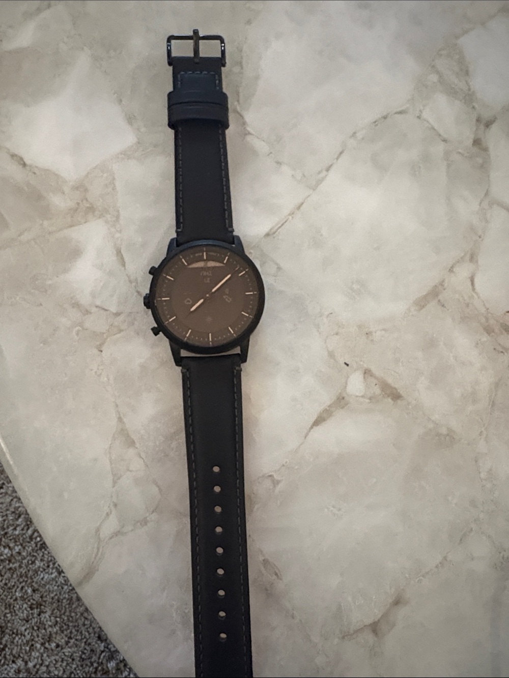Fossil Men's Black Leather Strap Chronograph Watch